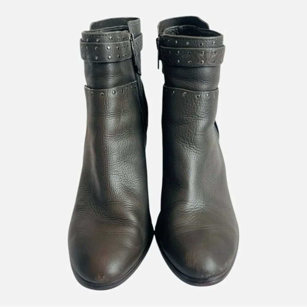 Vince Camuto Grey Leather Studded Ankle Booties Heeled Women’s Size 9M
